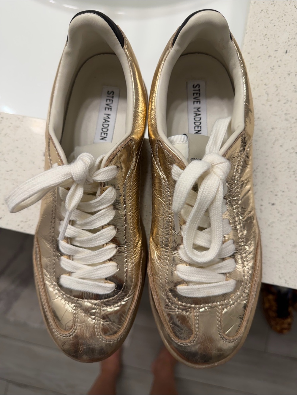 Steve Madden Women's Rose Gold Lace-Up Sneakers - Picture 3 of 4